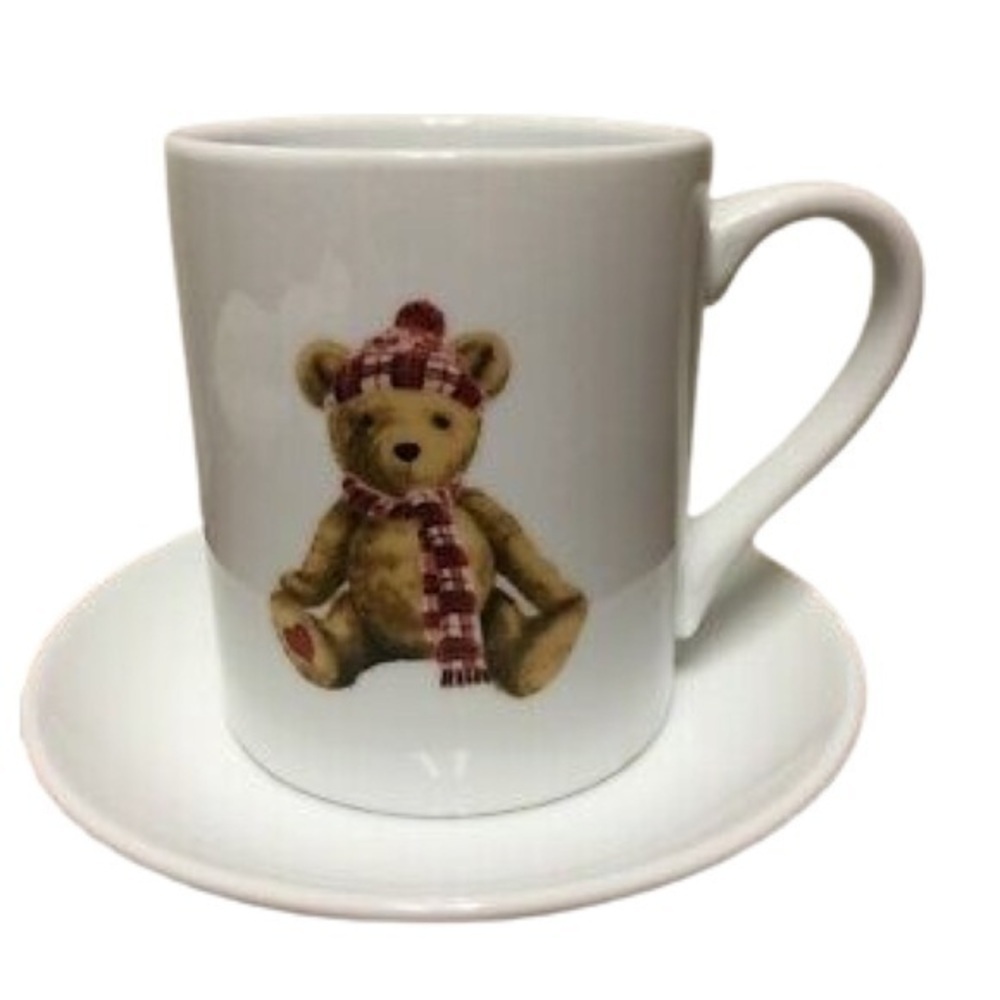 Pottery Barn 2 PC St Jude's Christmas Valentine’s Day Teddy Bear MUG & Saucer